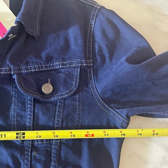 Comfort Denim Kids XL Blue Jean Jacket Youth Size 16 NWT Plaid Patch Detail - Picture 4 of 6